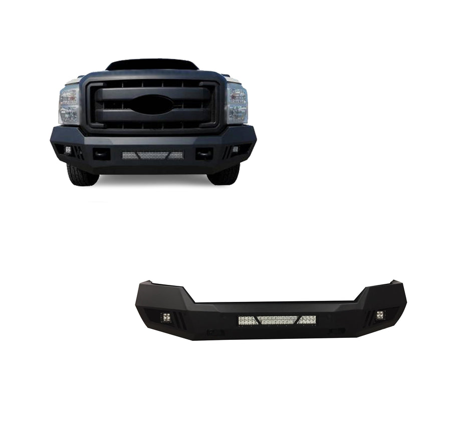 Heavy Duty Black Horse Armour I Front Bumper Matte Black Includes 1 20in LED Light Bar, 2 sets of 4in cube lights Compatible with 2011-2016 Ford F-250 Super Duty|2011-2016 Ford F-350 Super Duty