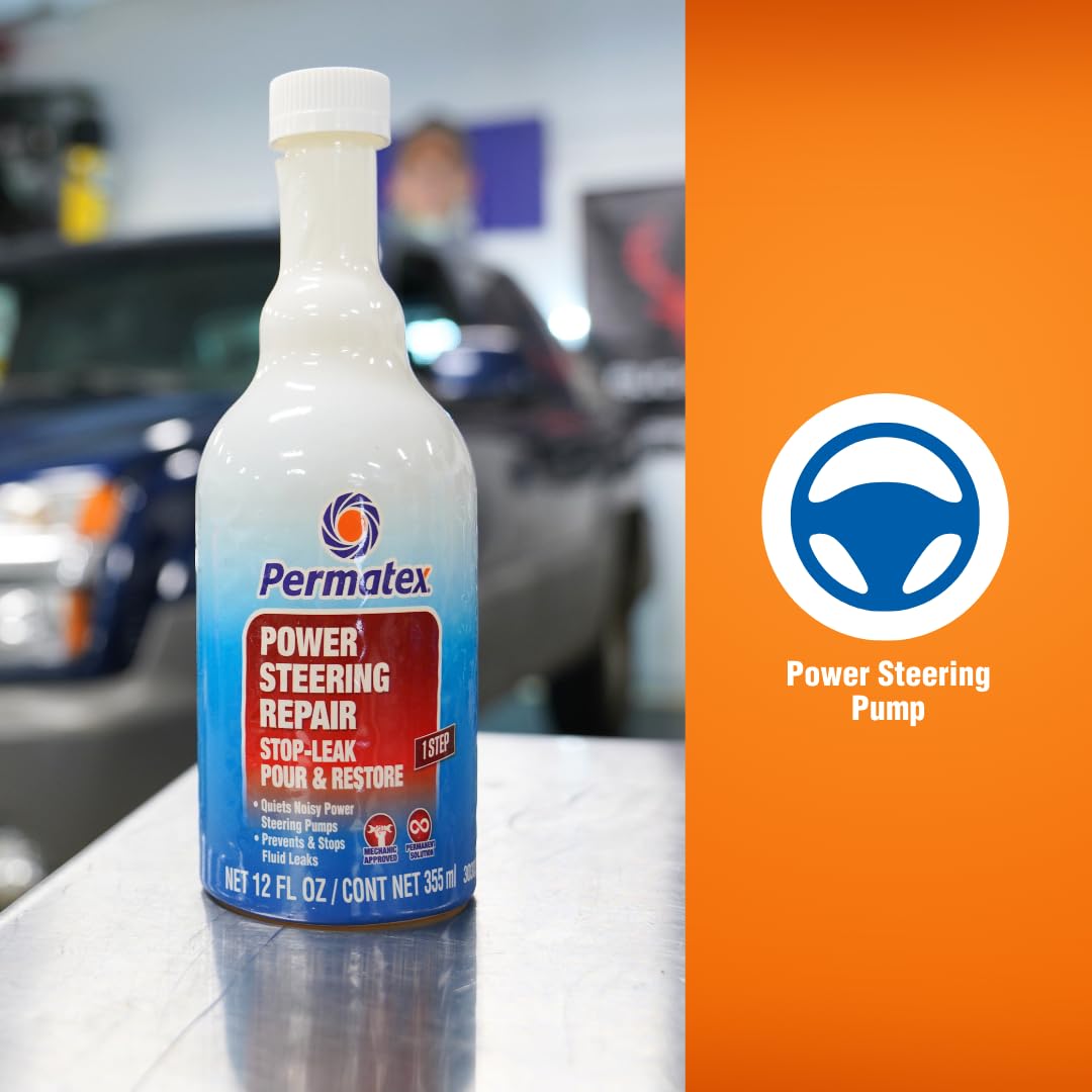 Permatex 30303 Stop Leak - Power Steering, 12 fl oz, Effectively Stops Power Steering System Leaks While Revitalizing Seals and O-Rings