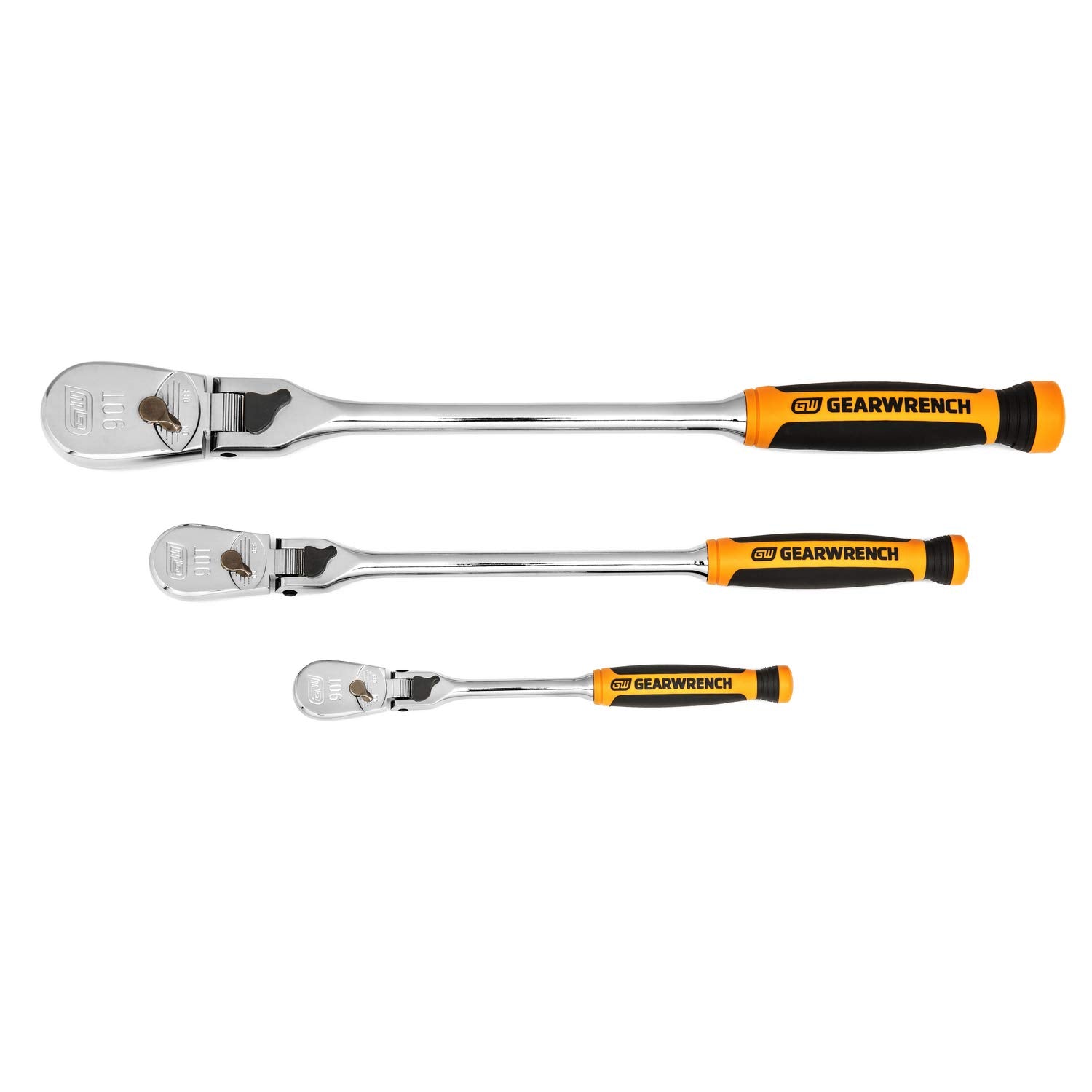 GEARWRENCH 90 Tooth Dual Material Locking Flex Head Ratchet Set - 81298T, Multi, One Size 3 Pc. 1/4", 3/8" & 1/2" Drive