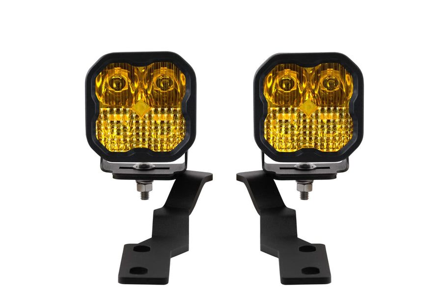 Diode Dynamics Backlit Stage Series Ditch Light Kit compatible with Toyota Tacoma 2016-2023, SS3 Sport Yellow Combo