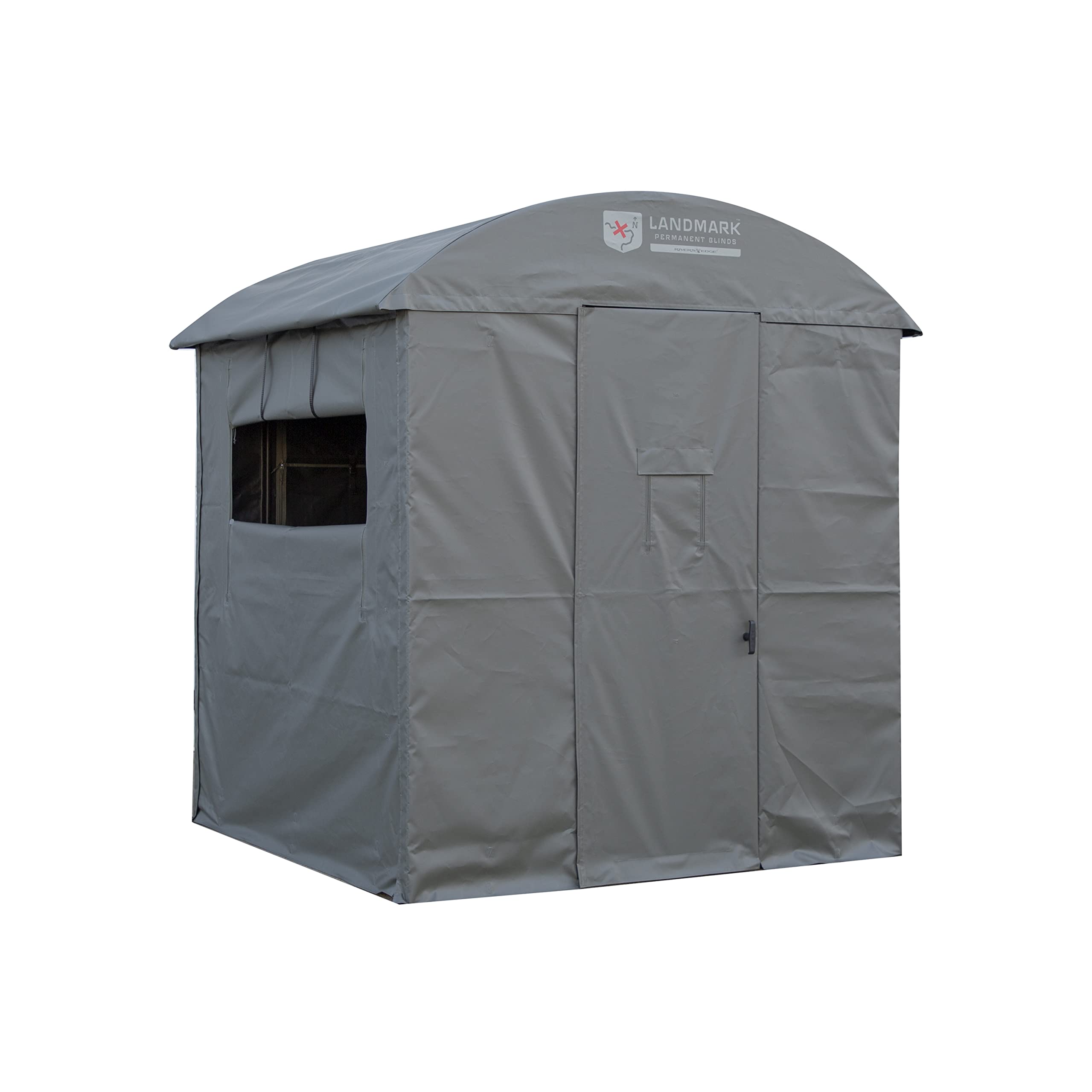 Landmark 600 Rivers Edge LM603 Permanent Blind, 7' Height, 6' x 6' Interior Space, Adjustable Shooting Windows, Hinged Door, Constructed from Marine-Grade Reinforced Synthetic Tarpaulin