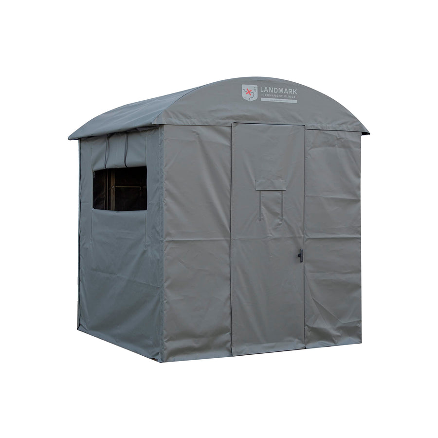 Landmark 600 Rivers Edge LM603 Permanent Blind, 7' Height, 6' x 6' Interior Space, Adjustable Shooting Windows, Hinged Door, Constructed from Marine-Grade Reinforced Synthetic Tarpaulin