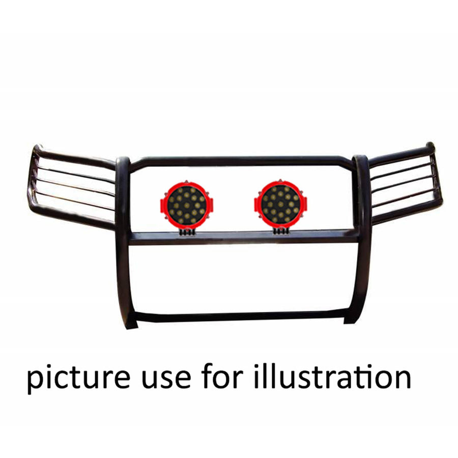 Bumper Guard Modular Black Black Horse Grille brush Come With pair of 7.0"Dia.LED Lights with Red Trim Rings Compatible with 2011-2015 Ford Explorer-17FJ28MA-PLR