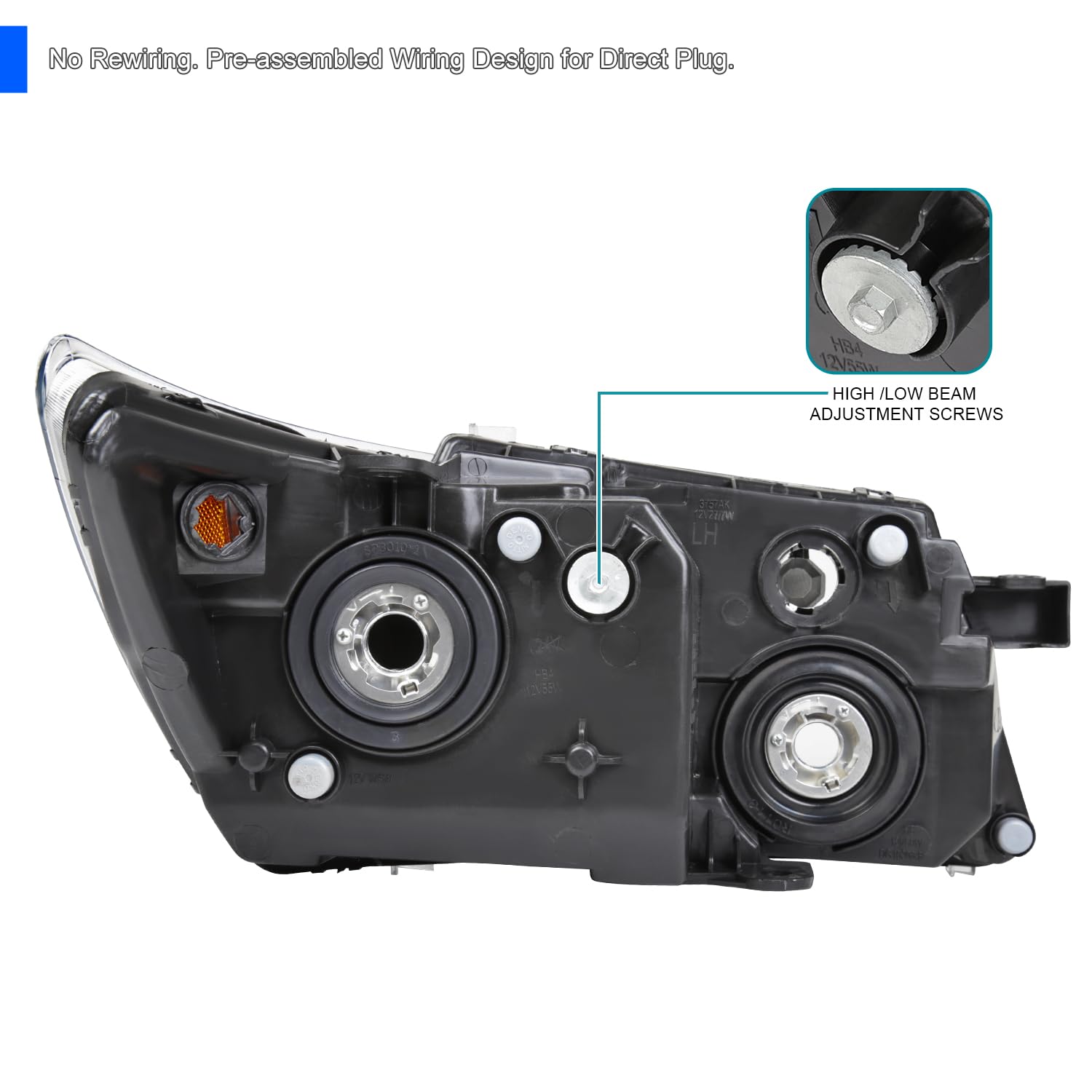 Chrome Headlights SPEC-D TUNING Compatible with 2009-2020 Dodge Journey, Left + Right Pair Headlamps Assembly