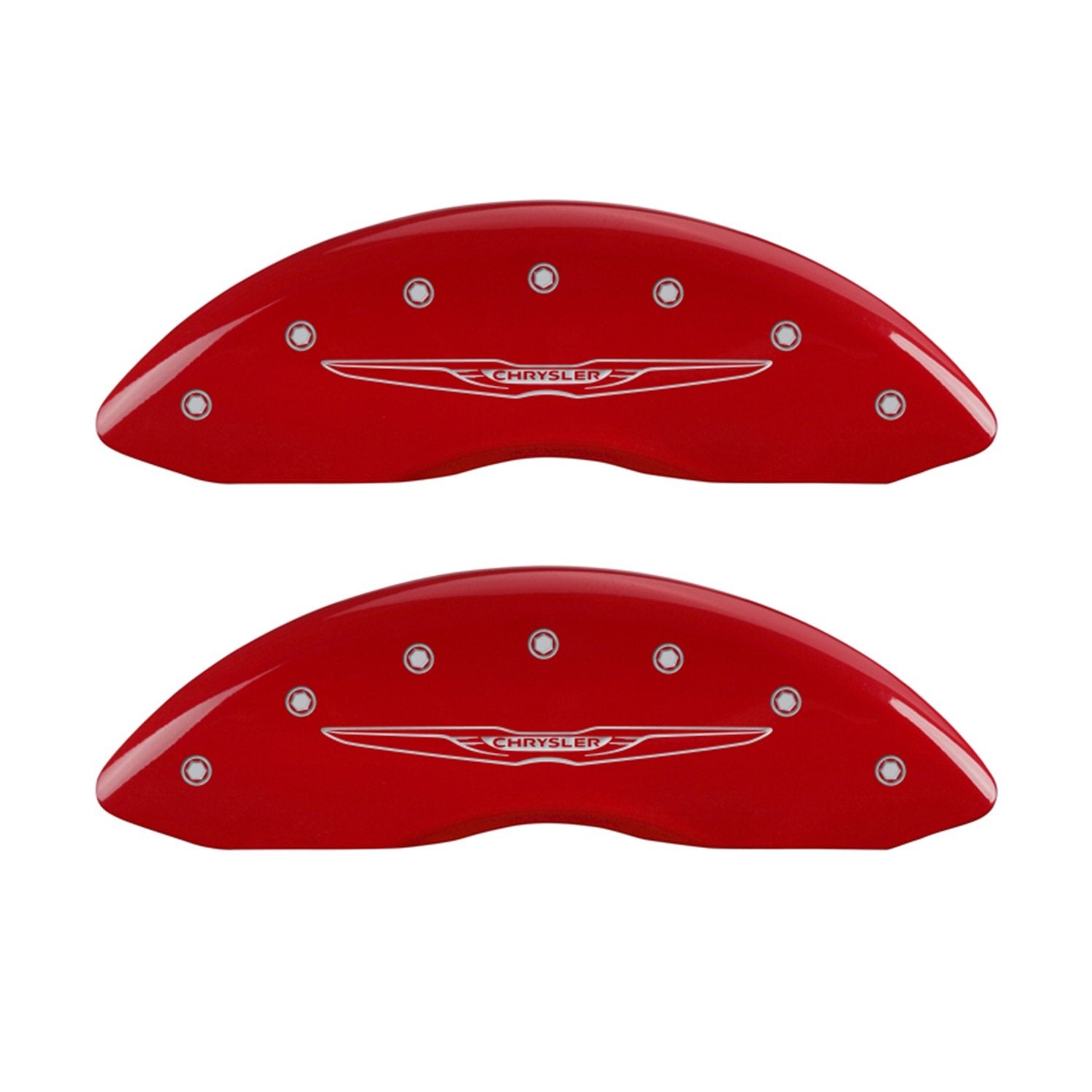 Chrysler MGP Caliper Covers 32020SCW2RD Wing Style 2, Red Powder Coat Finish, Silver Characters