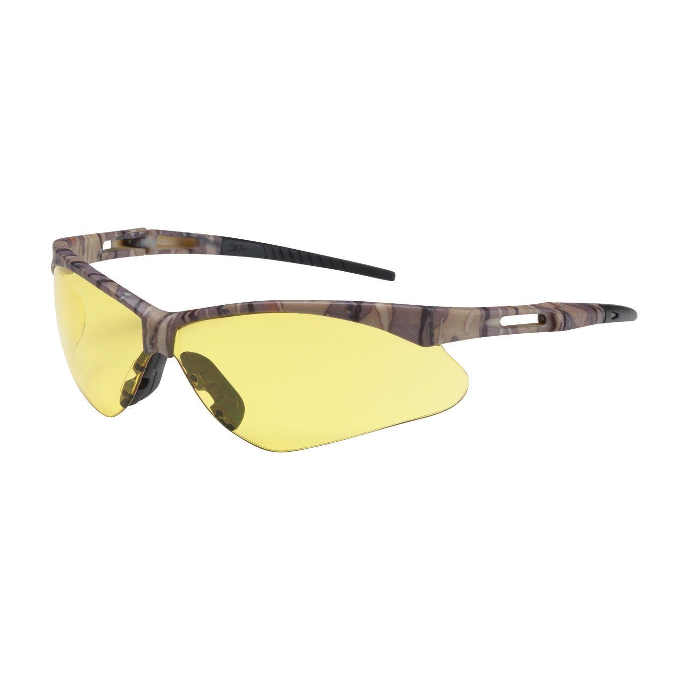 Semi-Rimless Anser 250-AN-10127 Safety Glasses with Camouflage Frame, Amber Lens and Anti-Scratch/Anti-Fog Coating