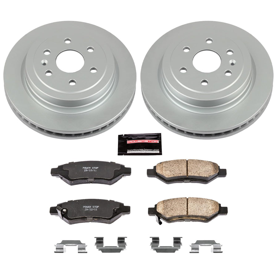 Power Stop CRK5543 Brake Rotor & Coated Ceramic Brake Pads- rear For Cadillac SRX 2010-2016, Saab 9-4X 2011 [Model Specific]