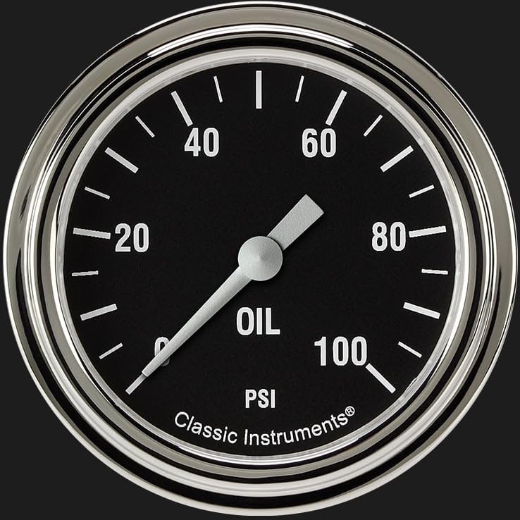 Hot Rod Classic Instruments HR381SLF 2 5/8" Oil Pressure Gauge 100 PSI Electric