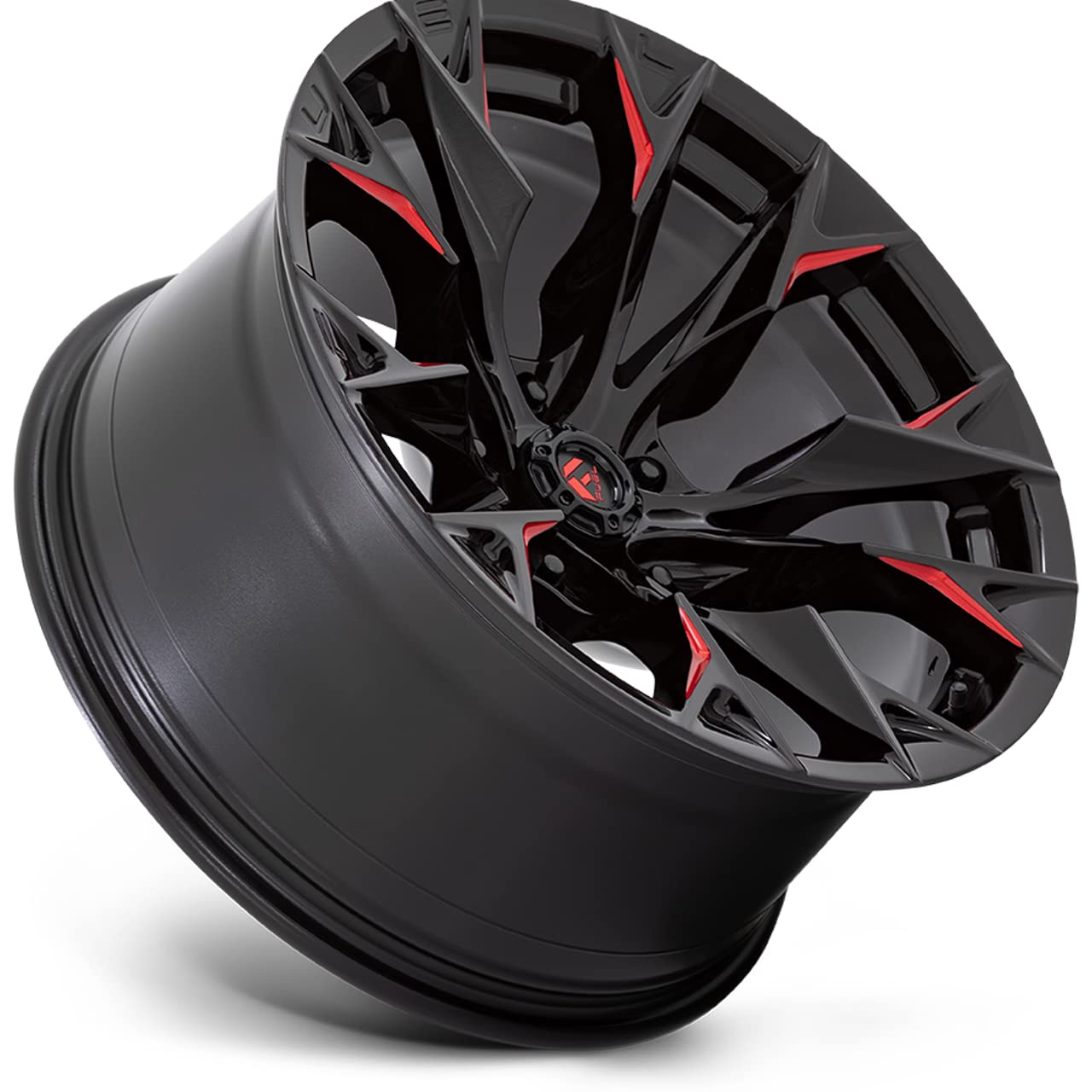 FLAME FUEL OFF-ROAD 22X12 5X5.0 4.77-44mm GLOSS BLACK MILLED WITH CANDY RED - D82322207547