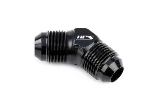 AN813-10 HPS Union Adapter Fitting, Male to Male, Aluminum, Size: AN-10, Angle: 45 Degree, Black
