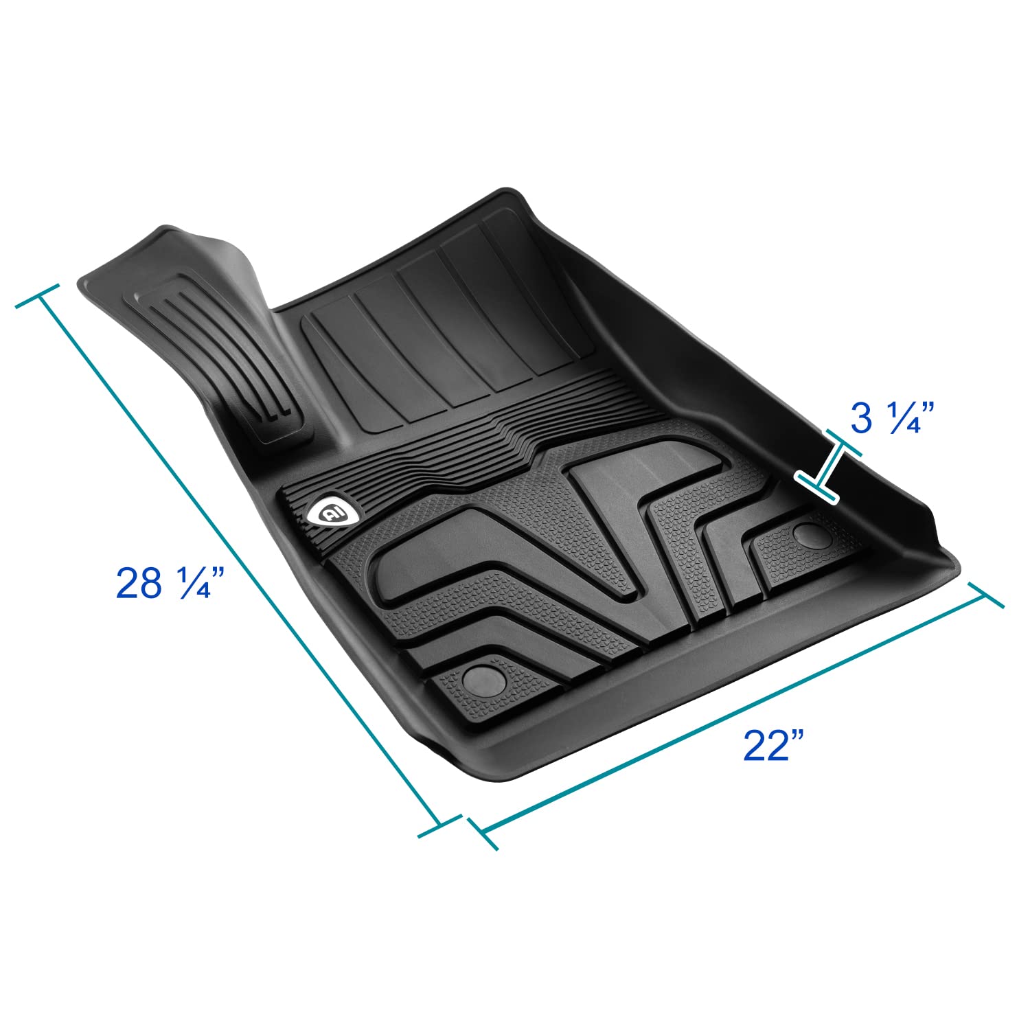 All-Weather Spec-D Tuning Black Injection-Molded TPE Front + Rear Floor Mats Compatible with 2017-2022 Tesla Model 3, 3PC