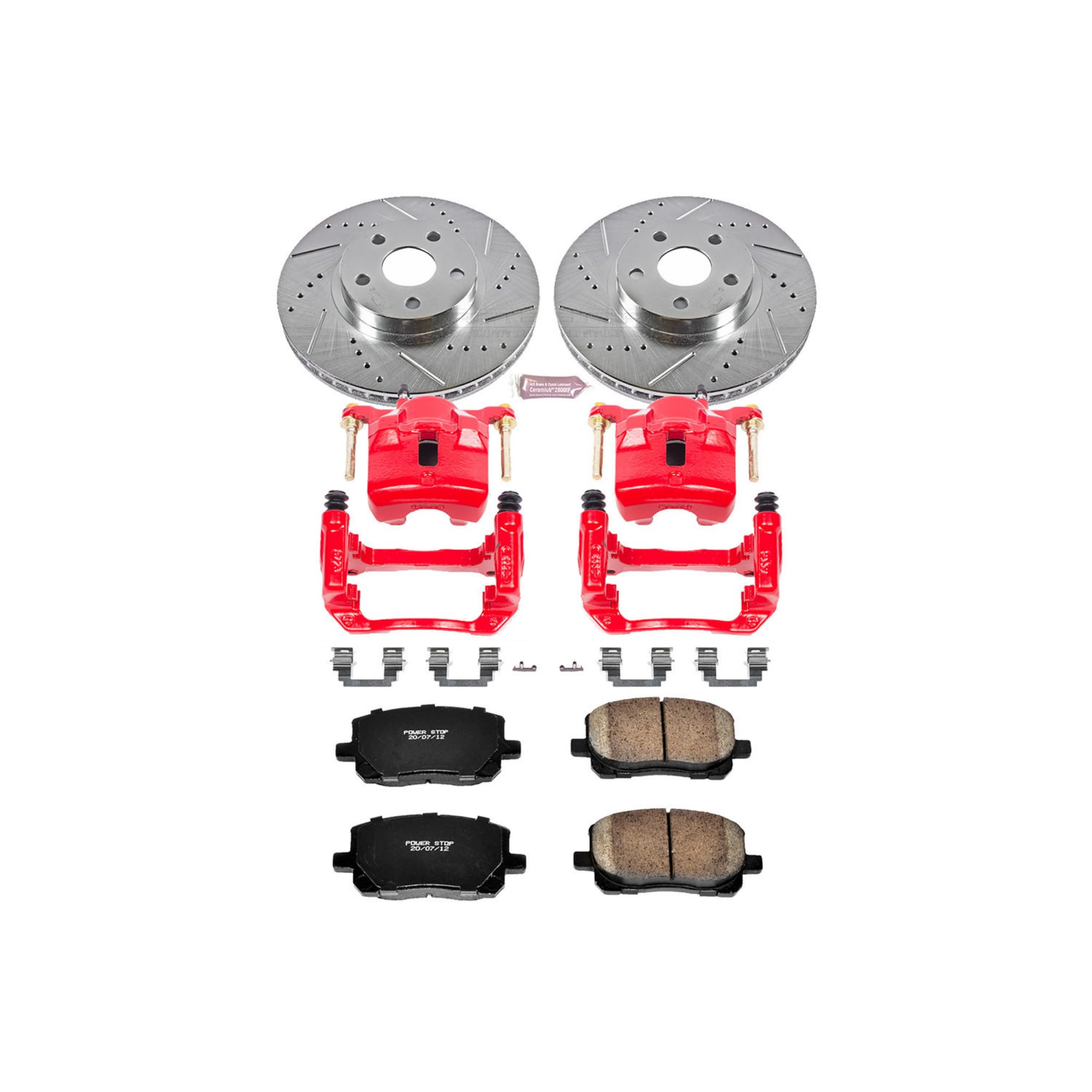 Power Stop Z23 Evolution Sport Brake Kit with Calipers For Pontiac Vibe 2003-2008, Toyota Matrix 2003-2008, Toyota Corolla 2003-2008 [Model Specific]