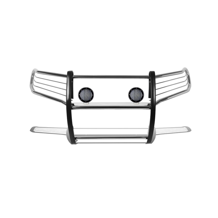 Bumper Guard Black Horse Grille Brush Modular Stainless Steel Come with Pair of 5.3" Dia.LED Lights with Black Trim Rings Compatible with 2010-2024 Toyota 4Runner-17TU31MSS-PLFB