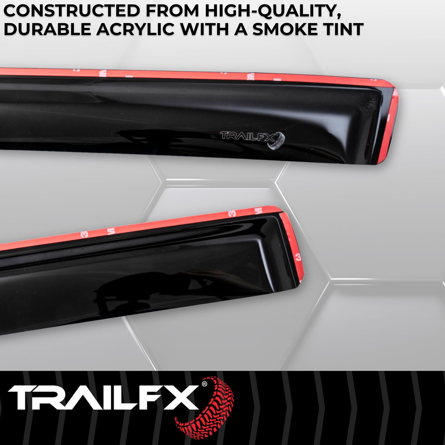 TrailFX Rain Guards Low Profile Fits 2010-2024 Toyota 4Runner in-Channel Smoked Window Vents Acrylic Rainguards Snap-in Installation Set of 4 Rain Guards TrailFX 4242IC