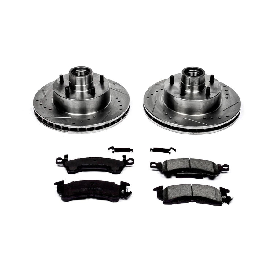 Power Stop K2580 Z23 Carbon Fiber Brake Pads with Drilled & Slotted Brake Rotors Kit Front