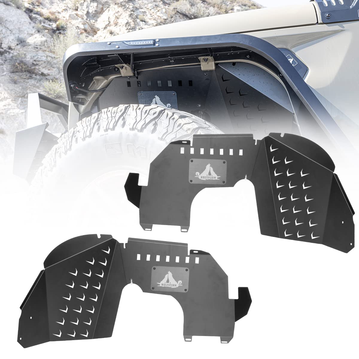 WOLFSTORM Inner Fender Liners Front Kit for 2019 2020 2021 2022 2023 Jeep Gladiator, Front Fender Flares Liner for Gladiator 1 Pair, Black Rust Proof Coat, Passenger and Driver Side (Front)