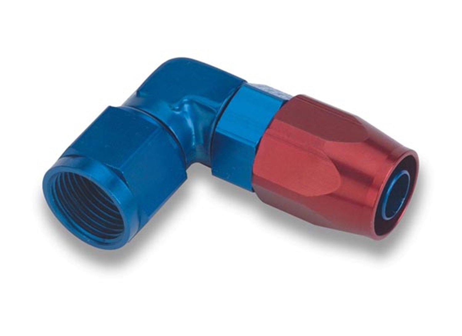 809008 Earl's Swivel-Seal Blue And Red Anodized Aluminum 90-Degree Low Profile 8AN Female to 8AN Hose End