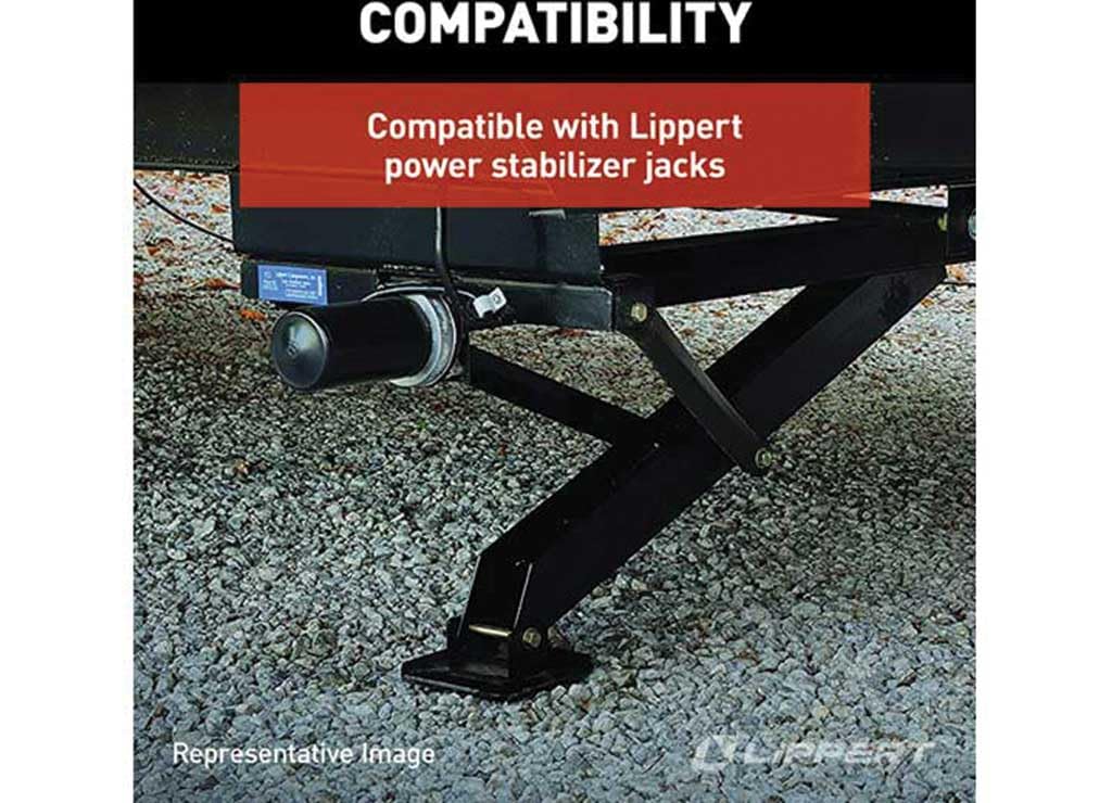 Replacement Lippert Support Arm for RV Power Stabilizer Jacks, 19.3" Long, 1-1/2" Wide, Powder-Coated Yellow Heavy-Gauge Steel, Mounting Hardware Not Included - 1134122