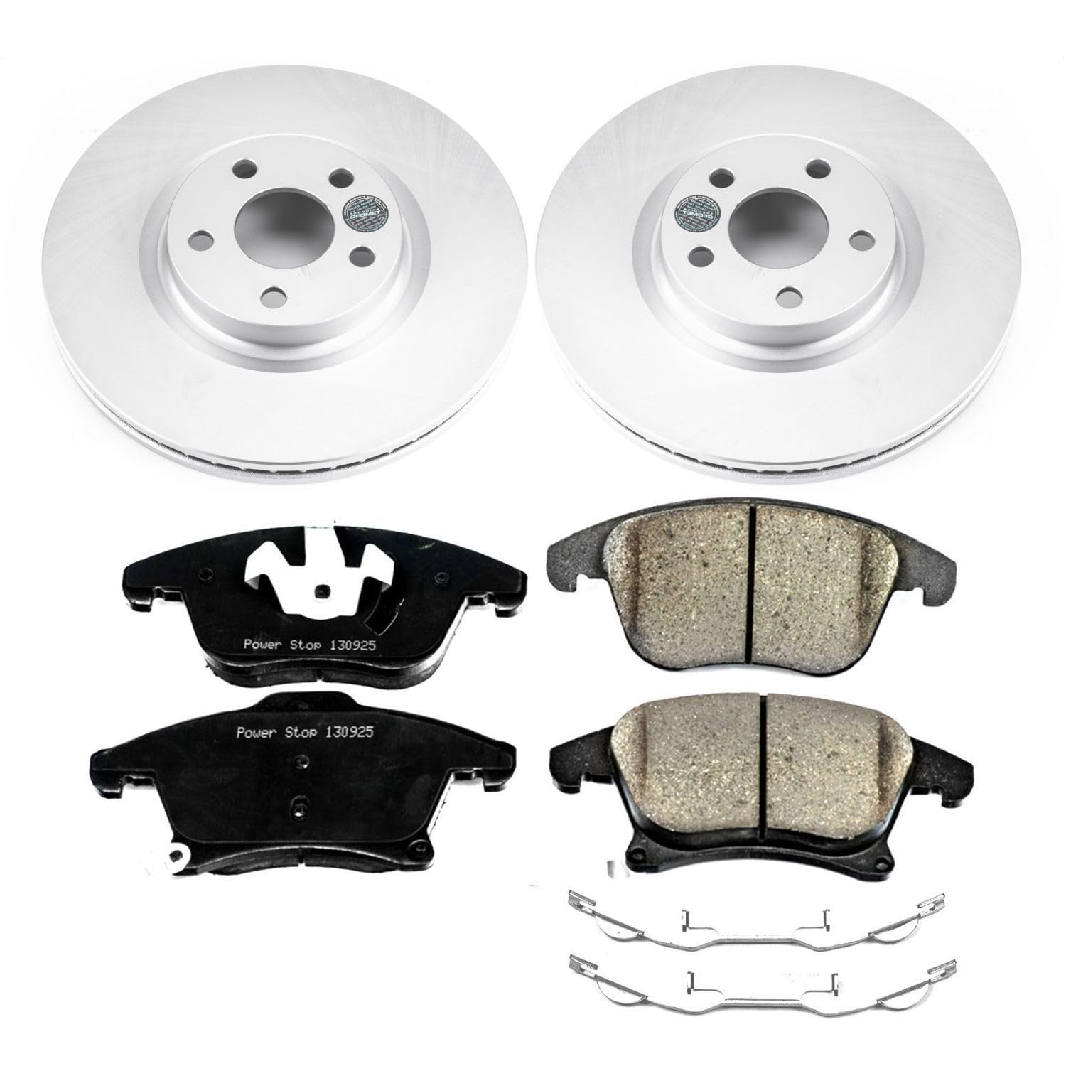 Power Stop Coated CRK7885 Rotor Front Brake Kit- Coated Brake Rotors and Z17 Ceramic Brake Pads For Lincoln MKZ 2017-2020 [Model Specific]