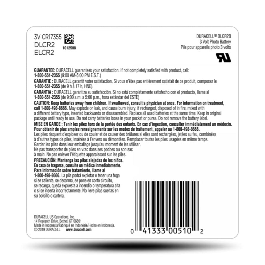 CR2 Duracell Ultra High Power Lithium Battery, 3V
