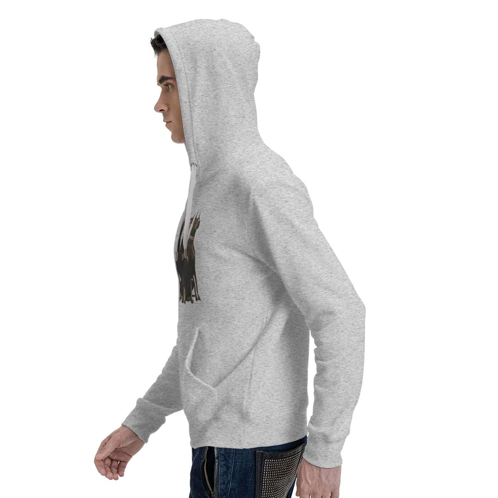 Majestic Dog 3D Printing Personalized Cartoon Hoodie Hoodie Fleece Round Tie Pocket Pullover Sweater Fall and Winter Pullover Thickening, Gray, Small