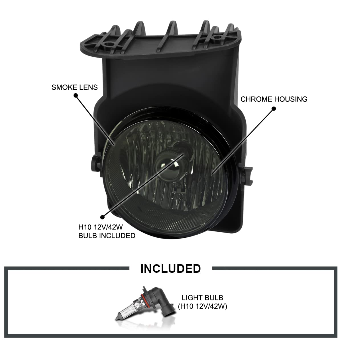 Fog Lights Spec-D Tuning Smoke Bumper Lamps Compatible with GMC Sierra 1500 2500HD 3500 2003-2006 L+R Pair Assembly