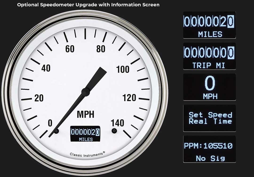 Classic Instruments CT47WH52 Speedometer & Quad Gauge - 1947-1953 Chevy Truck White Hot - GM