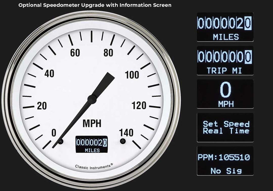 Classic Instruments CT54WH52-LS Hot White Direct Fit Gauge Package LS Swap 4 5/8" Speedometer and Quad Gauge Fits 1954-1955 Chevy Truck