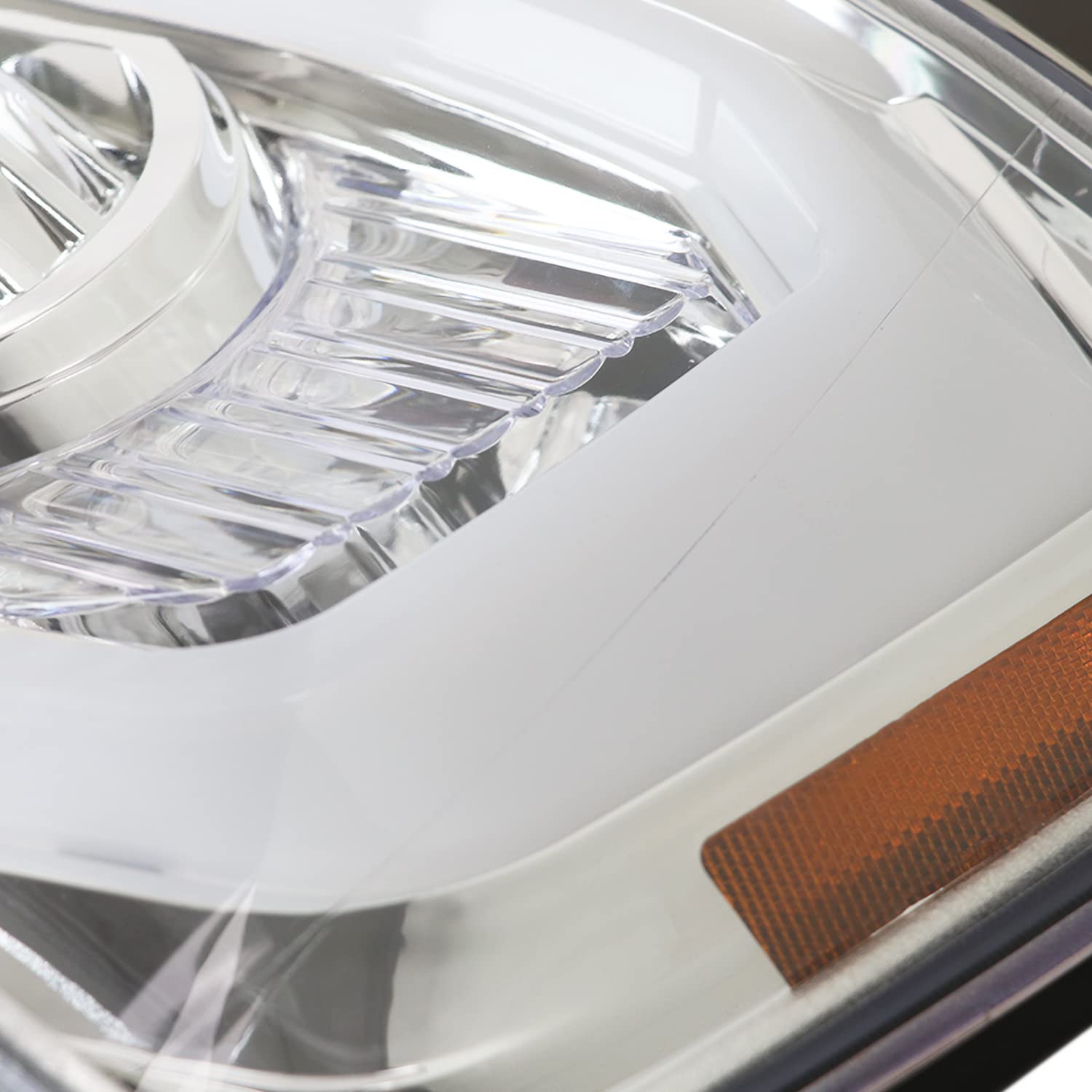 DRL LED Strip Projector Headlights SPEC-D TUNING Compatible with 2007-2014 Chevy Avalanche, Tahoe, Suburban 1500 2500, Left + Right Pair Headlamps Assembly