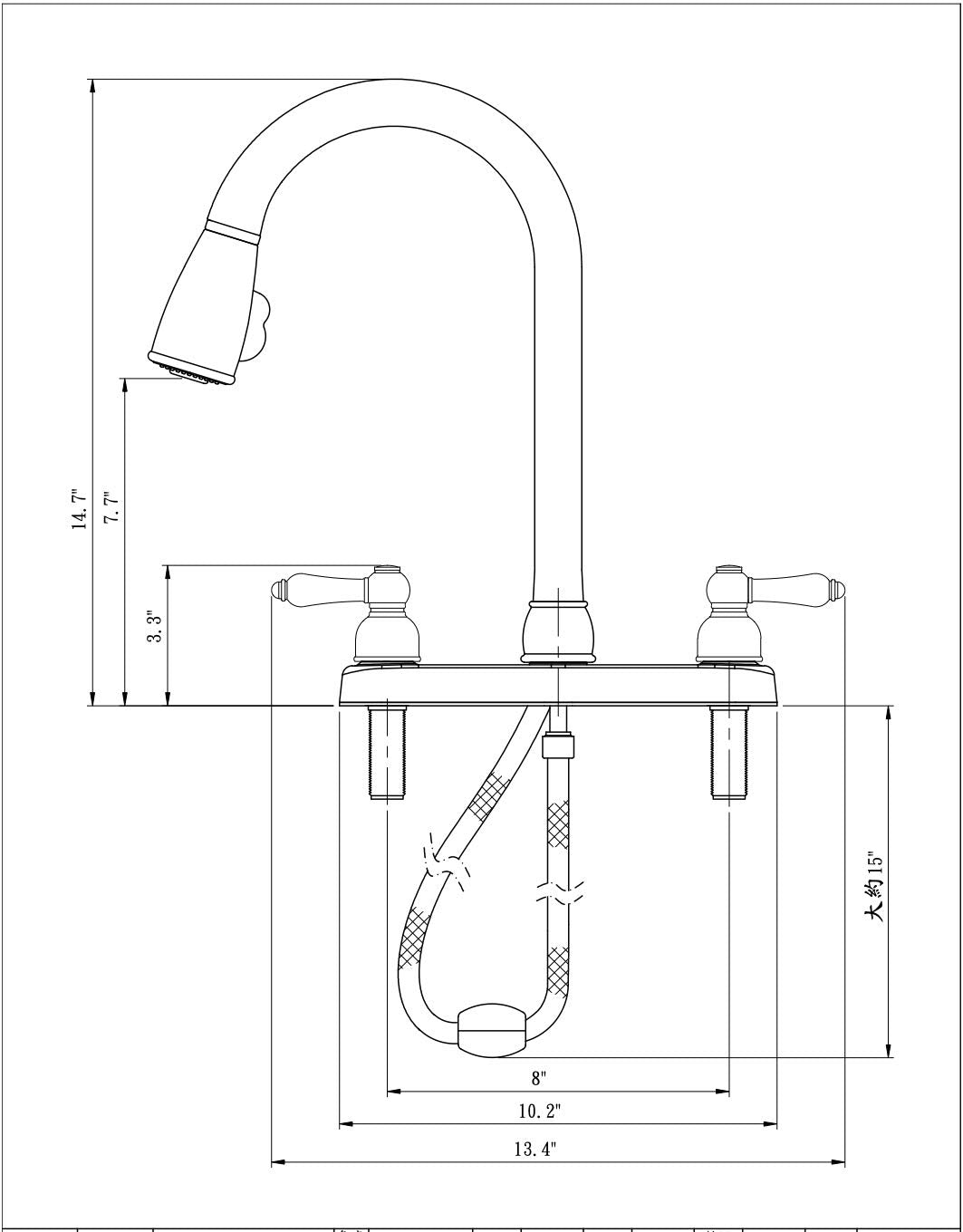 Dura Faucet Non-Metallic DF-PK350L-CP Dual Lever Pull-Down Rv Kitchen Faucet - Chrome Polished