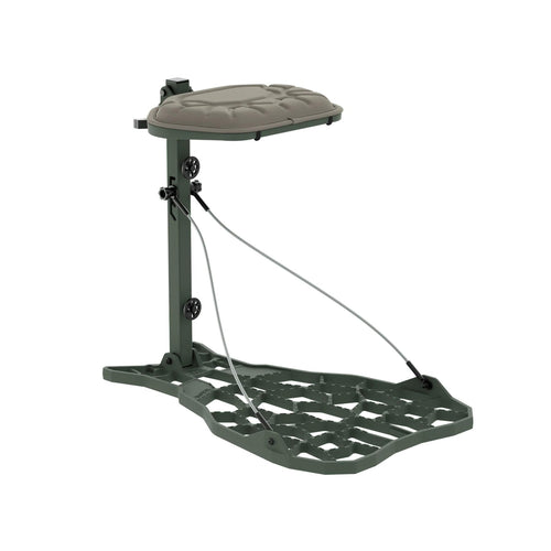 Helo NOVIX Ultra Lightweight Hang On Tree Stand - Cast Aluminum Platform Lock On Tree Stand w/Seat Cushion, Adjustable Seat - Made in The USA, OD Green