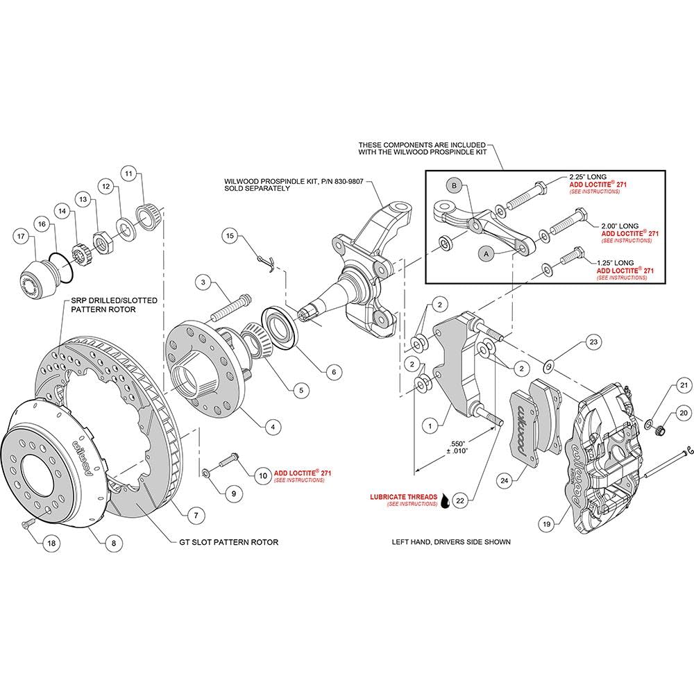 Front AERO6 Hub Kit,14.00,Drilled