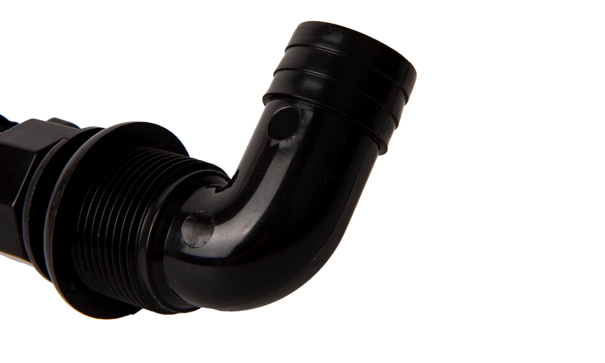T-H Marine On Off Valve Aerator Spray Heads - Livewell and Bait Tank Aerator Fittings - Barbed 90 Degree Head Fits 1-1/8" Hose - Fixed Flange - Black - On Off Valve