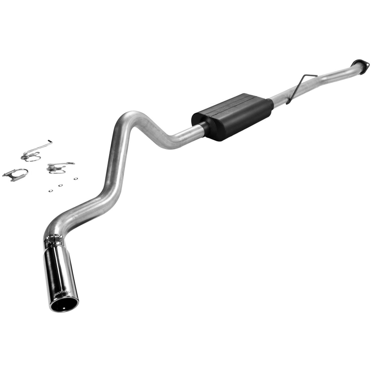 Flowmaster Force II 17361 Cat-Back Exhaust Kit 3 Inch Aluminized Steel 3.5 Inch Polished Stainless Tip Compatible with 1999-2007 Classic Body Chevy GMC 1500 4.3L 4.8L 5.3L 2/4WD Standard Cab Long Bed