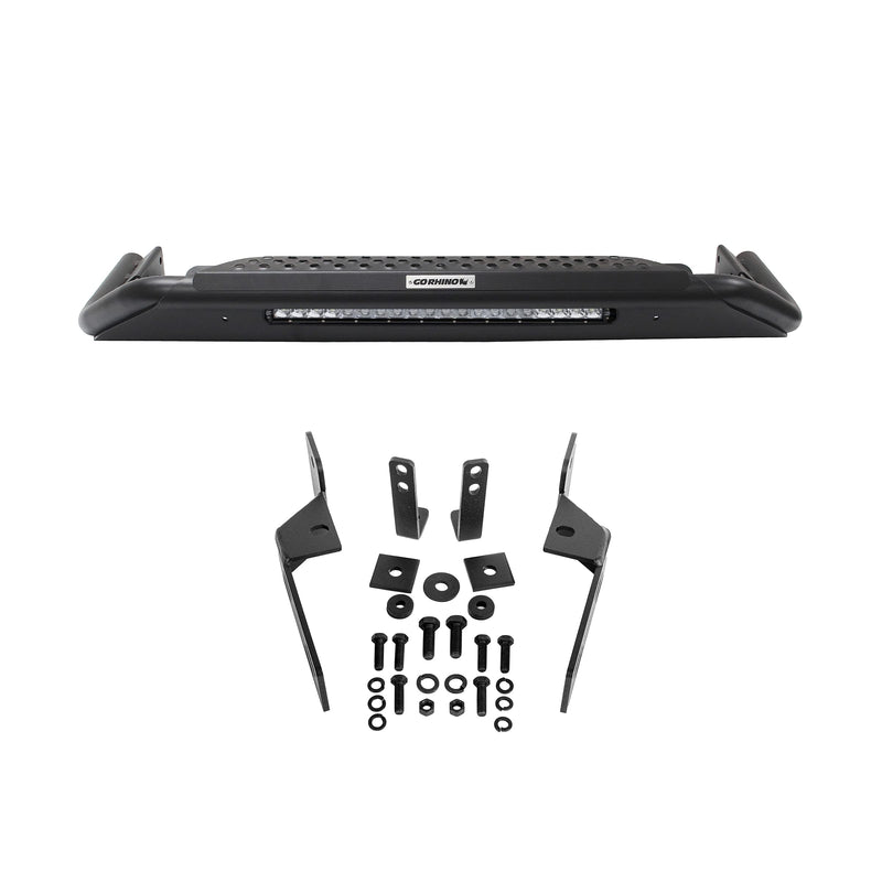 Go Rhino RC3 Bull Bar Skid Plate w/Center Steel Step, 20" Single Row LED Light Bar, & Mounting Brackets | Mild Steel, Textured Black | 5688620LT | Fits 2015-2024 Ford F-150 Excludes Raptor Models