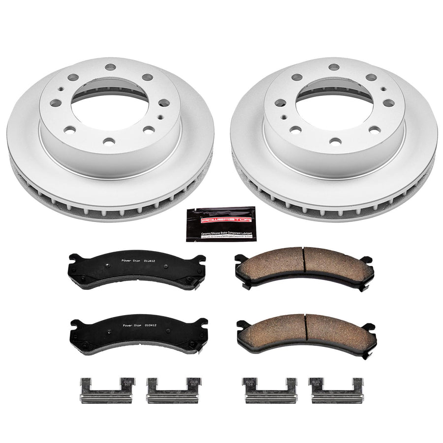 Coated Power Stop CRK2020 Brake Rotor & Ceramic Brake Pads- front