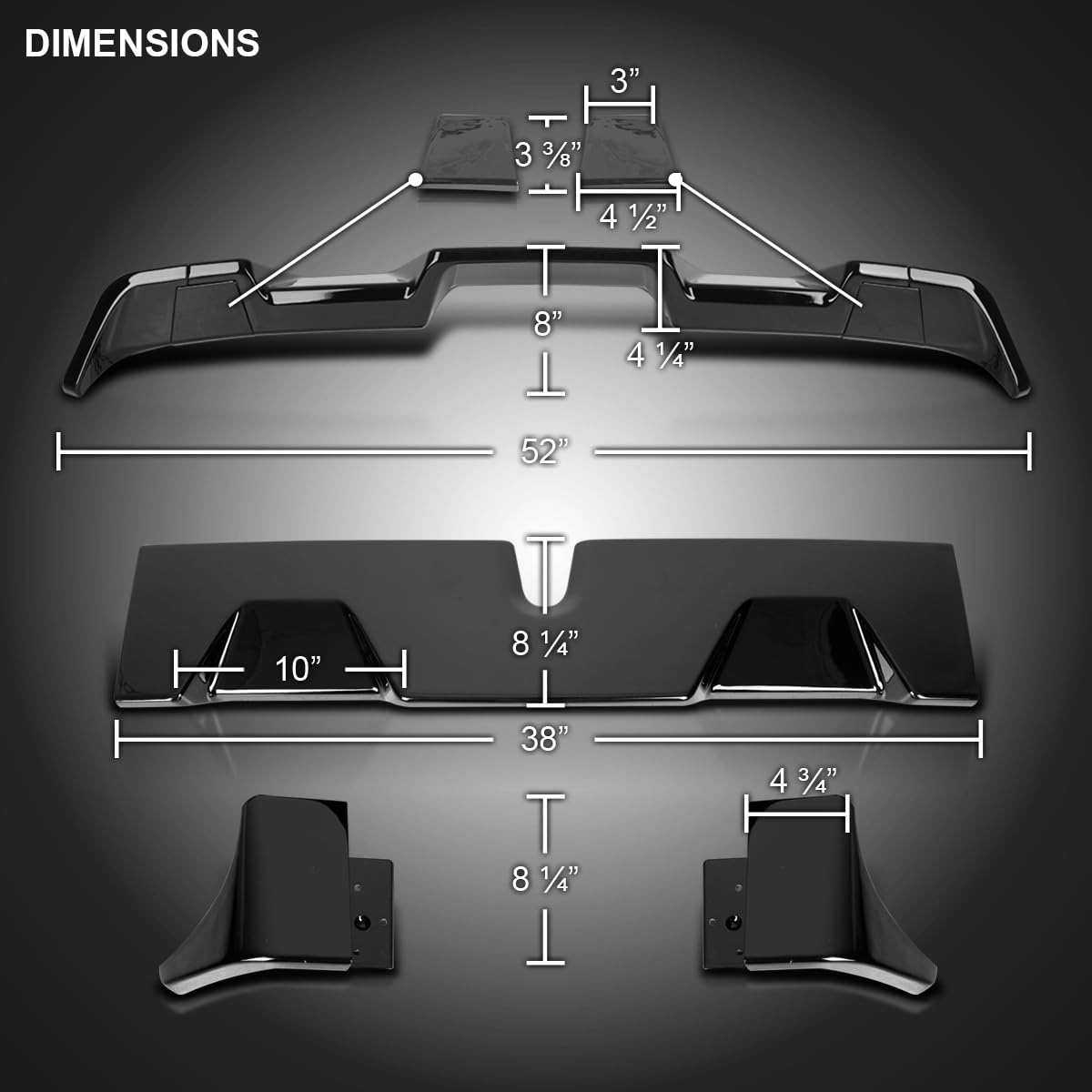 Glossy Black ABS Cab Roof Spoiler Spec-D Tuning for 2016-2022 Toyota Tacoma Models