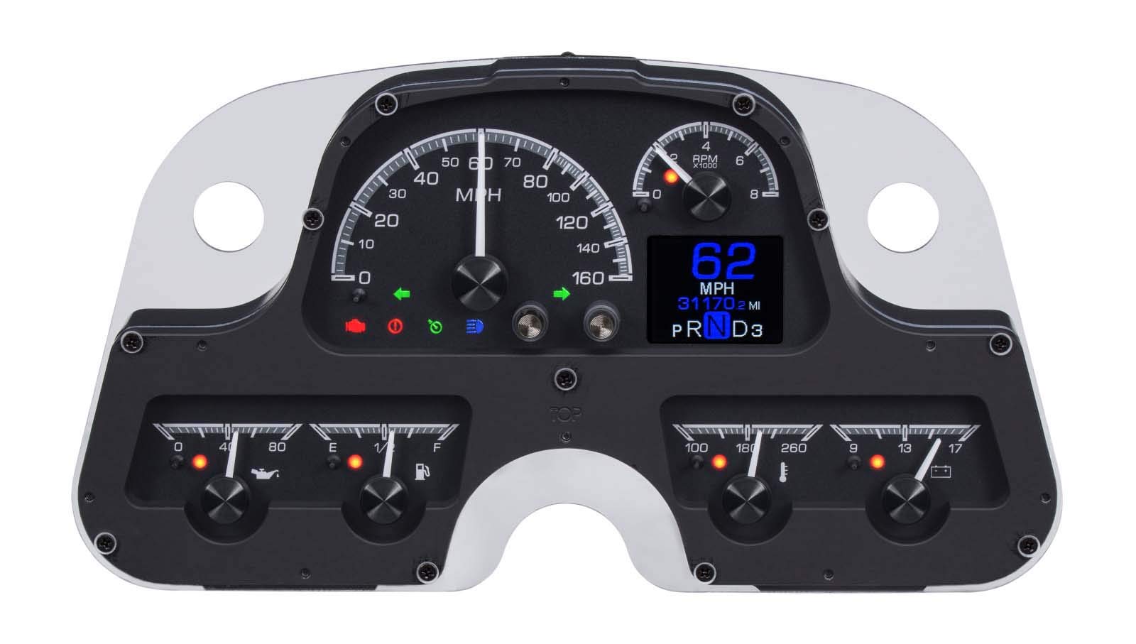 Dakota Digital HDX-62T-FJ-K Dash Gauge System Compatible with 1962-84 Toyota FJ Customizable Black Alloy