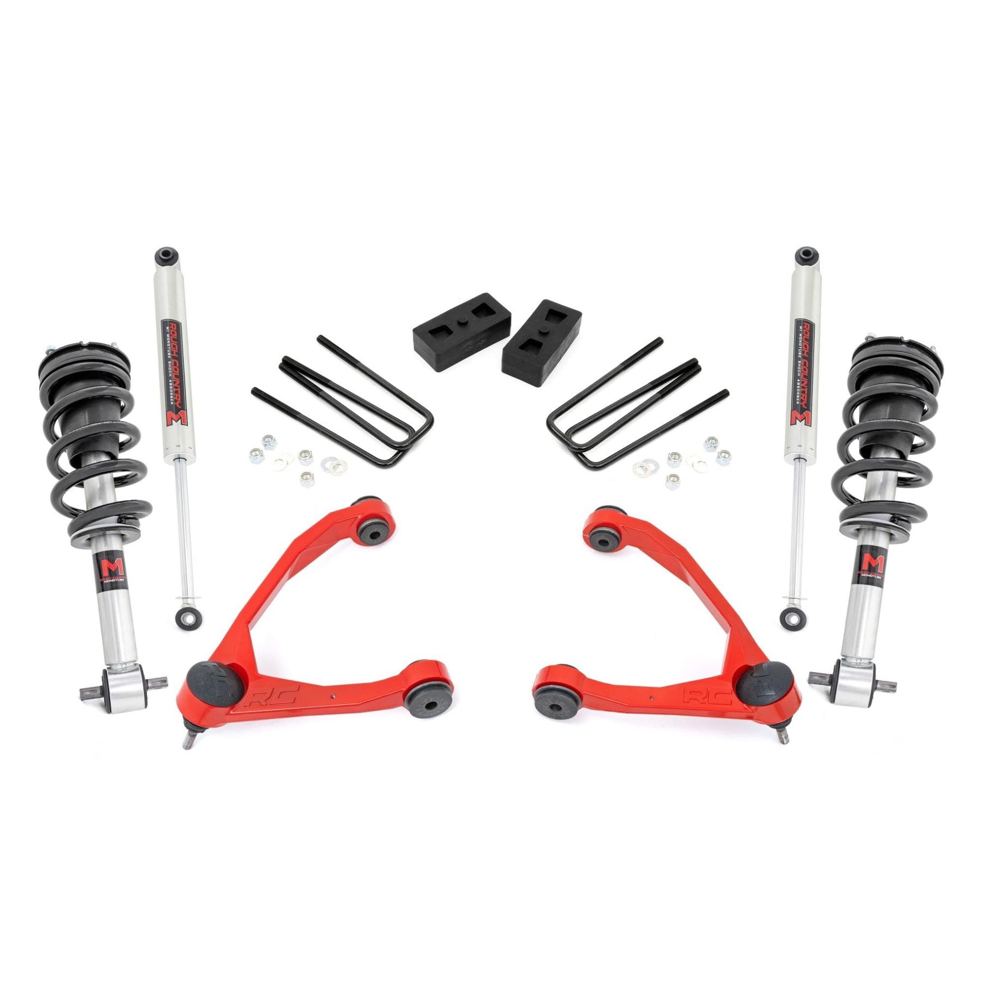 3.5" Lift Kit Rough Country w/M1 Struts for 14-18 Chevy/GMC 1500 2WD - 19840RED