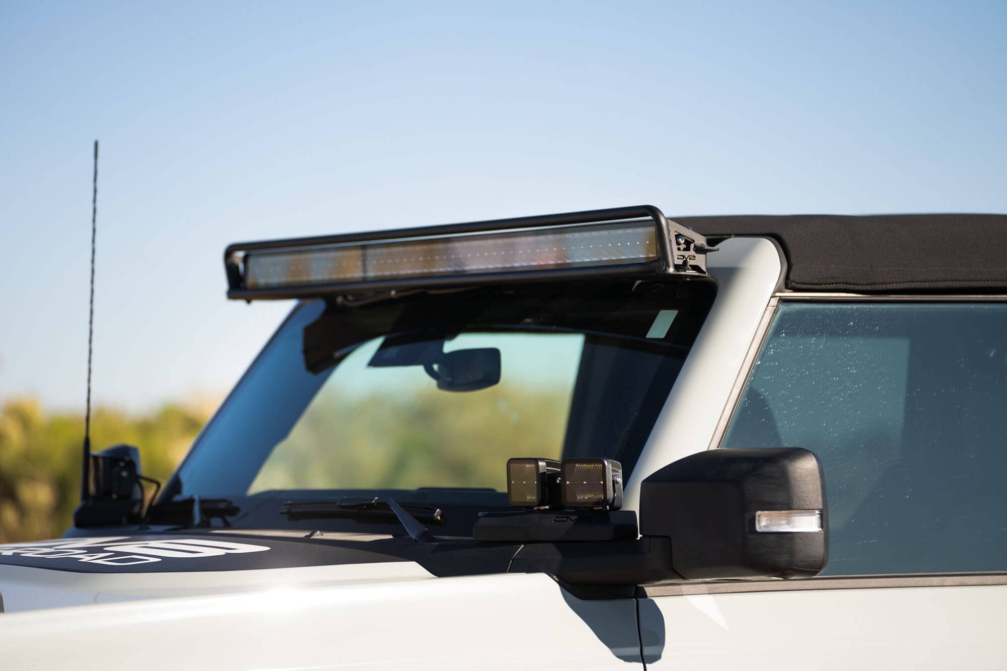 Straight LED Light Bar Mount DV8 Offroad for 2021-2025 Ford Bronco | Fits One 52" LED bar| Up to 16 3" Pods | Fits OEM Mounts | No Drill Installation