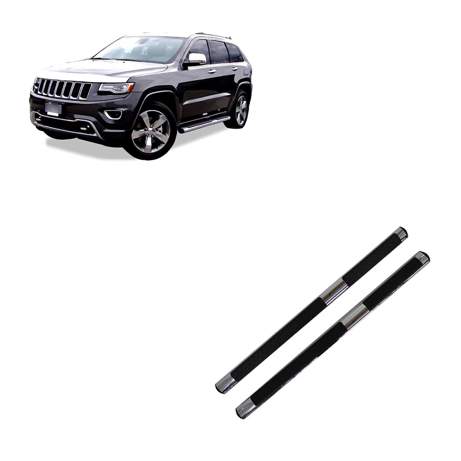 OEM Replica Black Horse Side Steps Stainless Steel Compatible with 11-21 Jeep Grand Cherokee (Excl. Limited X, High Altitude, Summit, SRT, SRT8, Trackhawk and Trailhawk)-9B080203SSOV