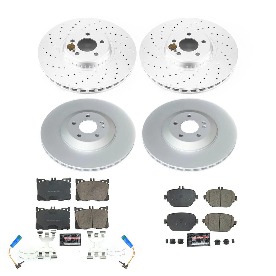 Power Stop Z17 Coated Rotor Kit CRK8106 - Front and Rear Coated Brake Rotors, Ceramic Brake Pads For Mercedes-Benz CLS450, Mercedes-Benz E, Mercedes-Benz E43 AMG, Mercedes-Benz E450 [Model Specific]