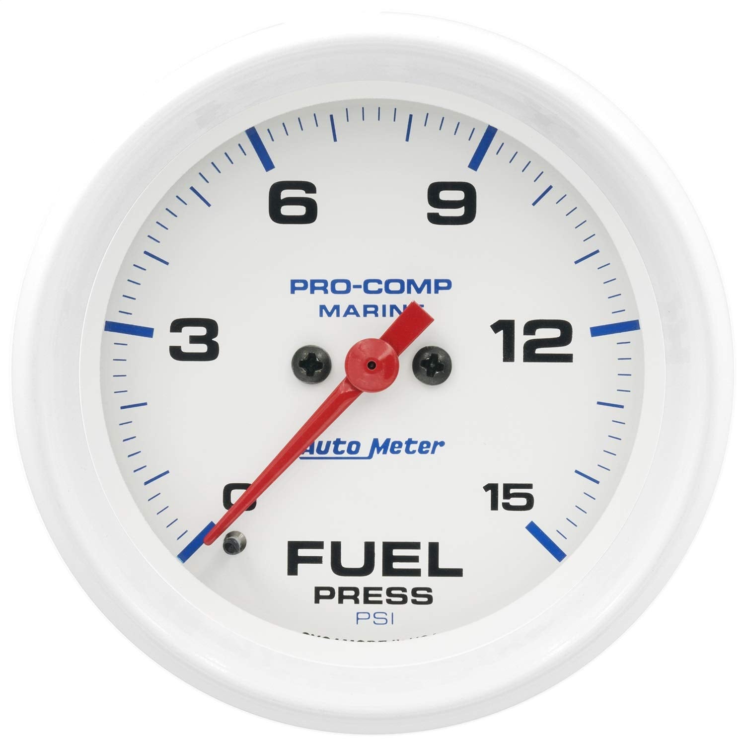 Gauge AutoMeter 200849 Fuel Press (Marine White Gauge, 2 5/8", 15Psi, Digital Stepper Motor, Marine White)