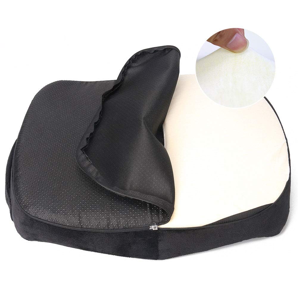 Comfortable Ganquer Seat Memory Foam Hollowed Out Office Chair Pain Relief Home Anti Slip Soft Breathable Portable Slow Rebound Ergonomic Removable Pad(2)