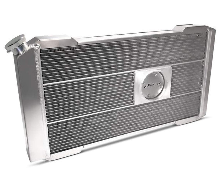 Slim-Fit Radiator, Direct Fit Series, 31-13/64 in W x 16-51/64 in H x 4 in D, Single Pass, Driver Side Inlet, Passenger Side Outlet, Aluminum, Natural, Automatic Transmission, GM G-Body 1978-85, Each