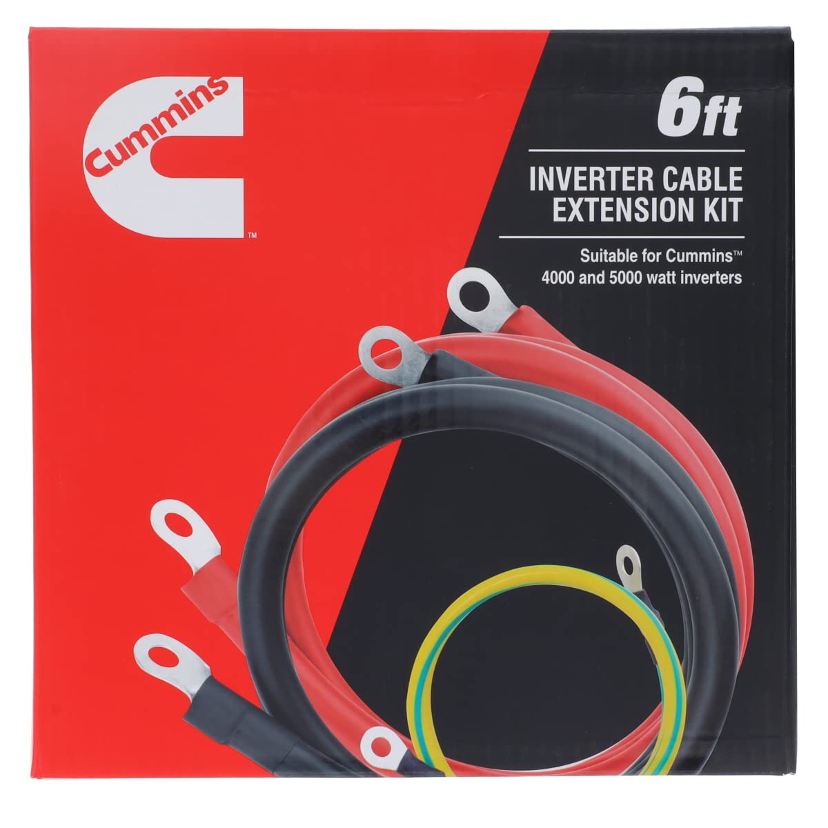 Cummins Installation Cable Kit for 4000 Watt and 5000 Watt CMNIKT4 Inverters 6ft Extension Cables with Ring Terminals