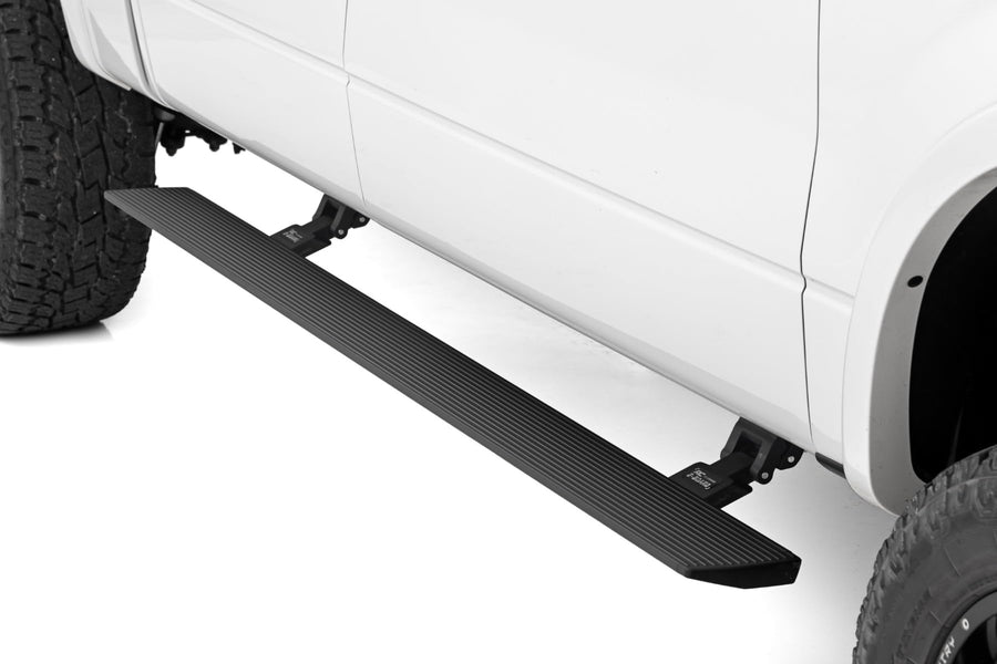 Power Running Boards Rough Country with LED Step Lights for Ford F150 / Raptor, Super Cab (2009-2014) - Dual Motor Electric Powerstep Board & Retractable Truck Steps