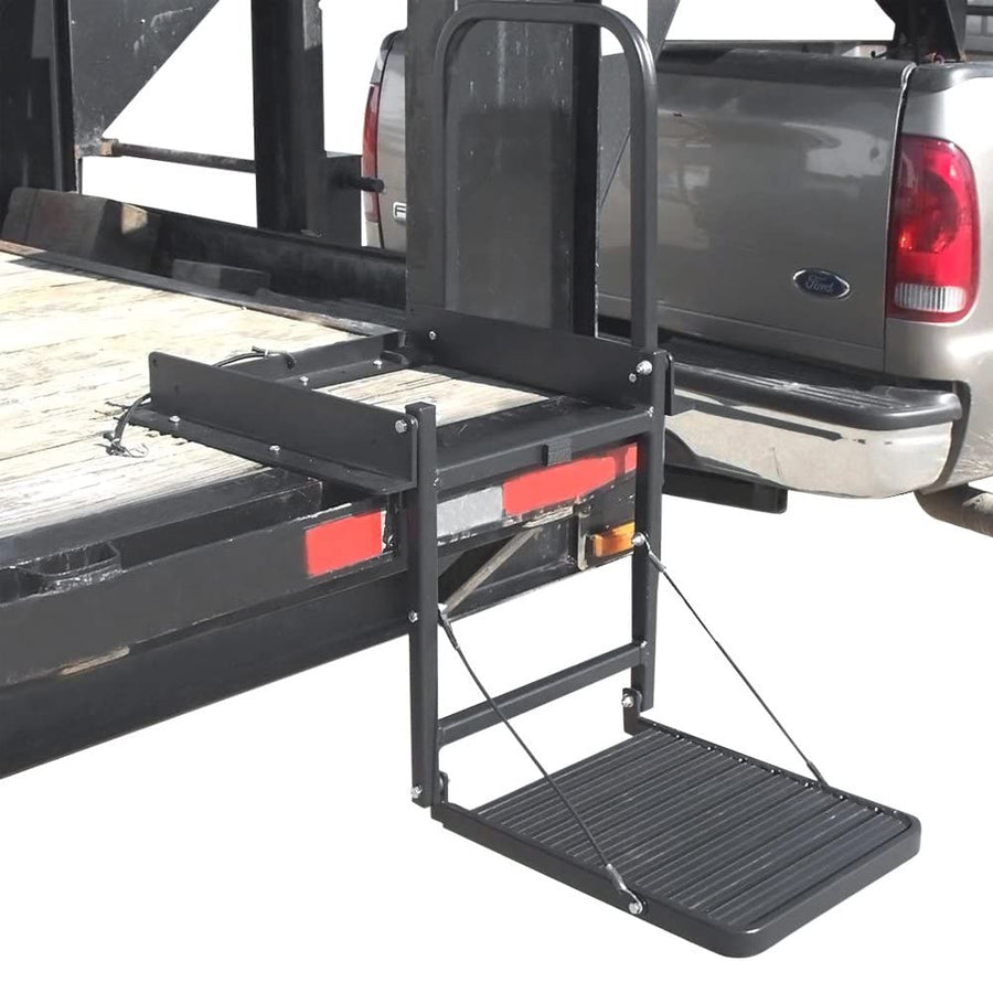 Truck N' Buddy Great Day Folding Tailgate Step/Seat Platform for Work Flatbed Trucks and Equipment Trailers - 300 lbs Weight Capacity - Black Powder-Coated Finish, TNB2000B