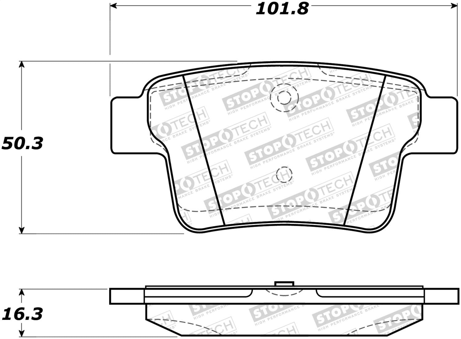 Rear StopTech 308.10710 Brake Pads with Shims and Hardware Street