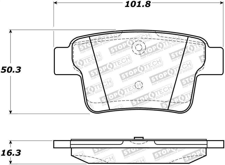 Rear StopTech 308.10710 Brake Pads with Shims and Hardware Street